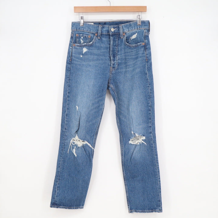 Gap Cheeky Straight High Rise Distressed Blue Denim Jeans Womens Size 28 6R