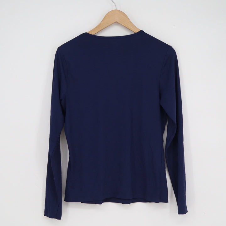 Lands End Women's Small Navy Blue Long Sleeve Crew Neck Nylon Spandex Top