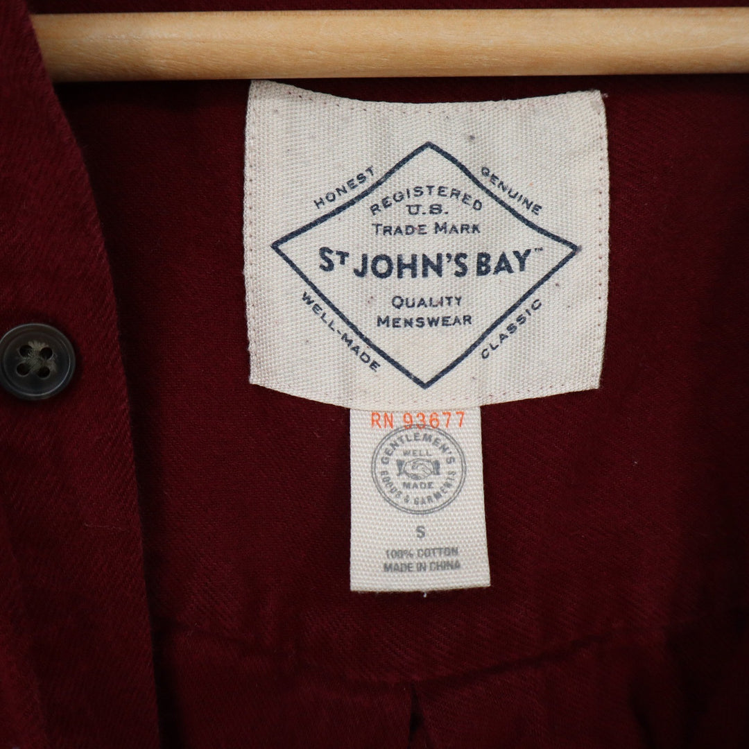 St Johns Bay Small Burgundy Cotton Long Sleeve Button Down Shirt Classic Fit