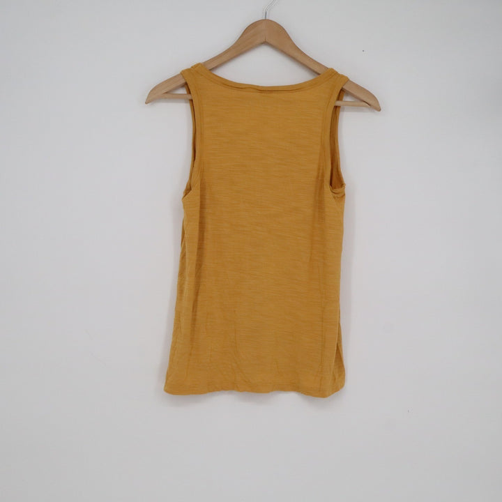 Old Navy Luxe V-Neck Tank Top Mustard Yellow Slub Knit XS