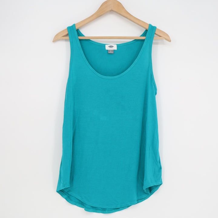 Old Navy Tank Top Women Small Petite Aqua Stretch Round Neck Yoga Running Active