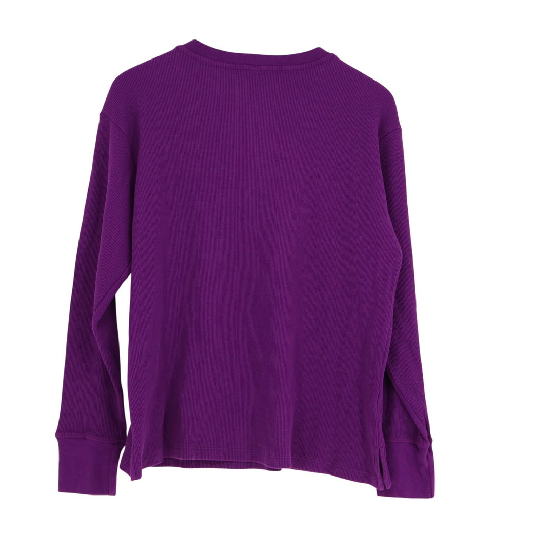 American Giant Thermal Henley Shirt Womens M Purple Cotton Stretch Ribbed Collar