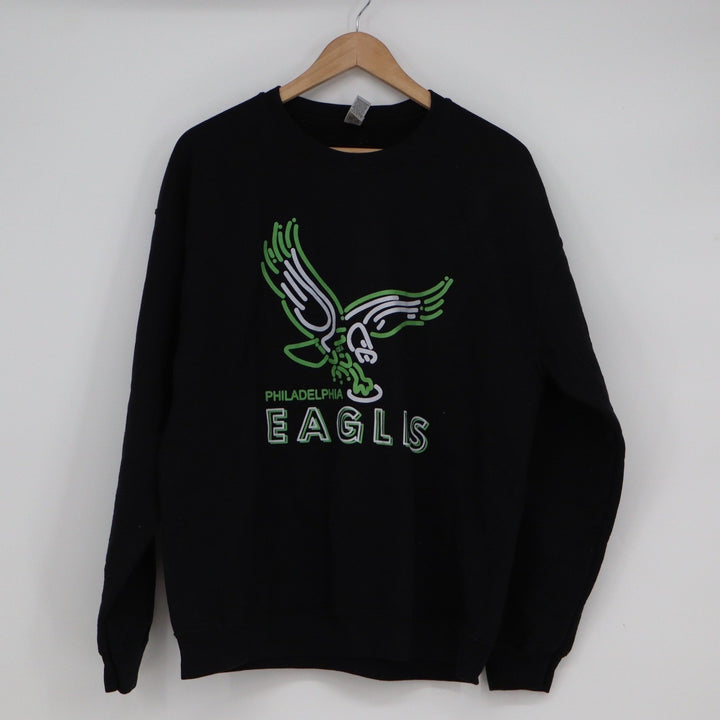 Gildan Philadelphia Eagles Black Graphic Sweatshirt Large Heavy Blend NFL