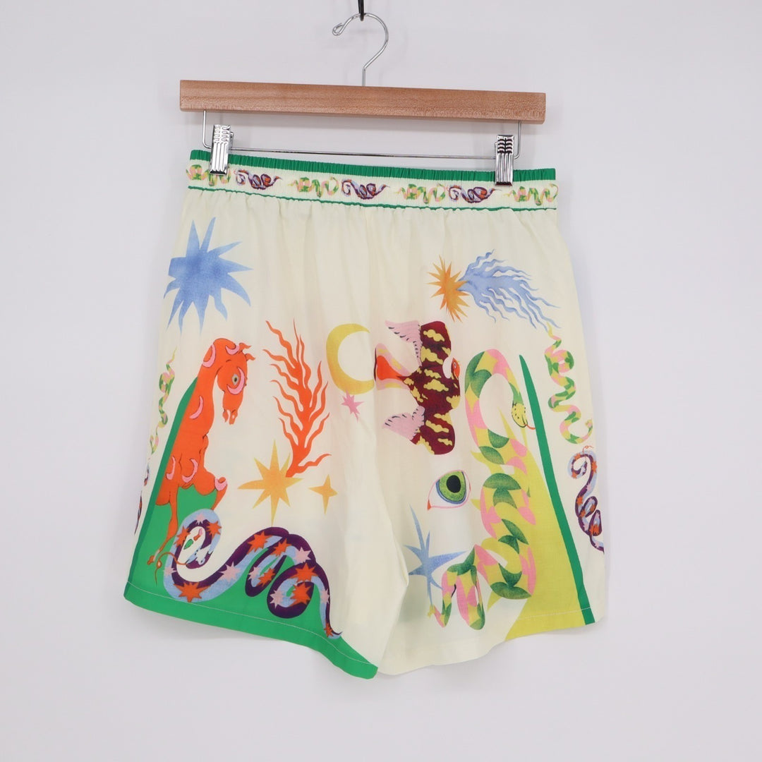 Womens Lounge Shorts Medium Multicolor Lou Benesch Stretch Drawstring Waist