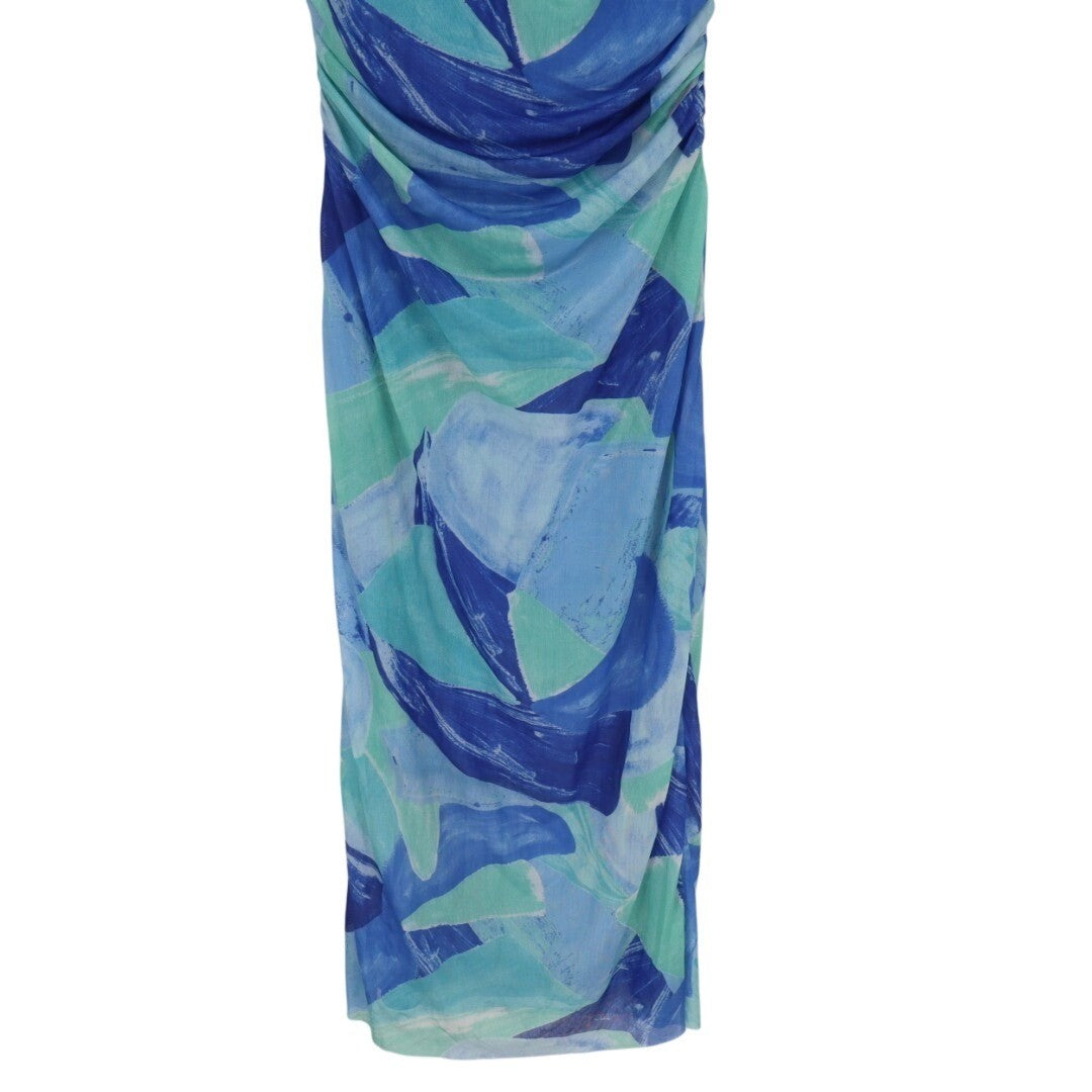 Lulus Idyllic In Ibiza Midi Dress Womens XL Blue Abstract Print Halter Neck