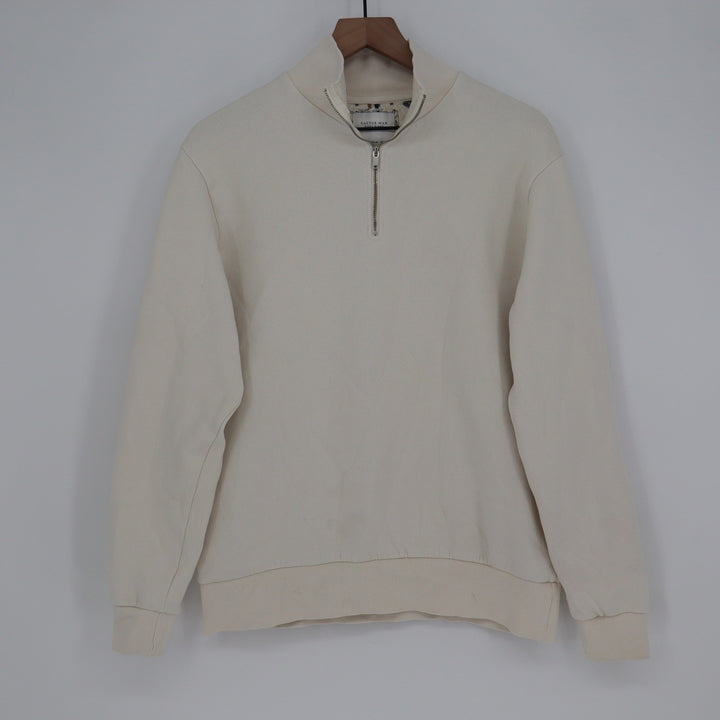 Cactus Man Ricky Singh Mens Medium Quarter Zip Sweatshirt Cream Off-White