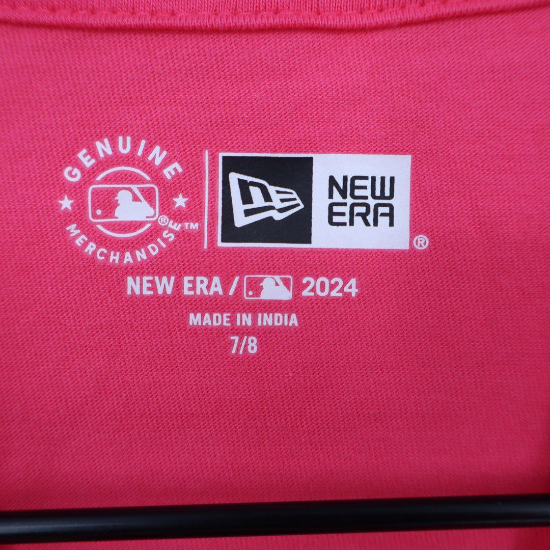 New Era Boston Red Sox Girls Pink Sequin V-Neck Graphic T-Shirt Size 7/8 NWT