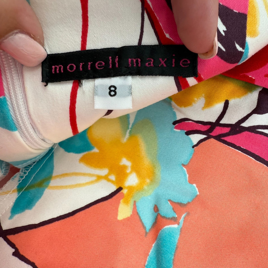 Morrell Maxie Bodycon Dress Womens 8 Multicolor Floral Off the Shoulder Back Zip