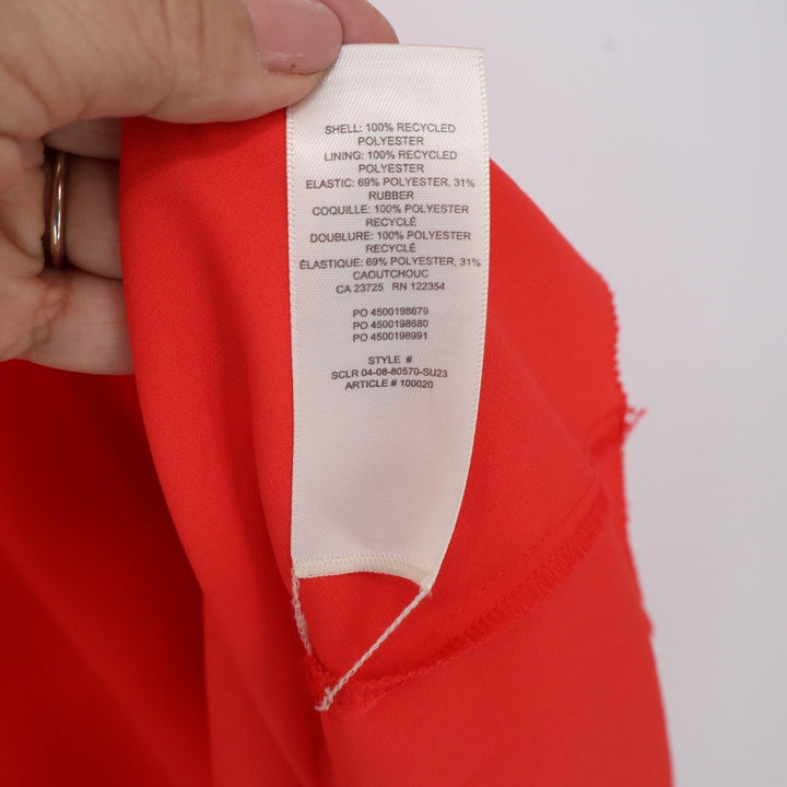 Wilfred Aritzia Red Smocked Tie Shoulder Midi Dress Medium