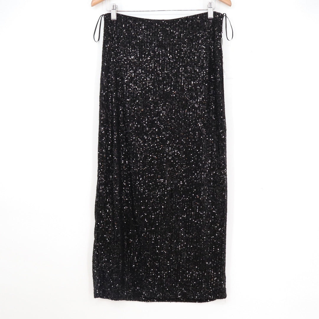 Six Fifty Black Sequin Midi Skirt Womens Size Medium Sparkle Party NYE New