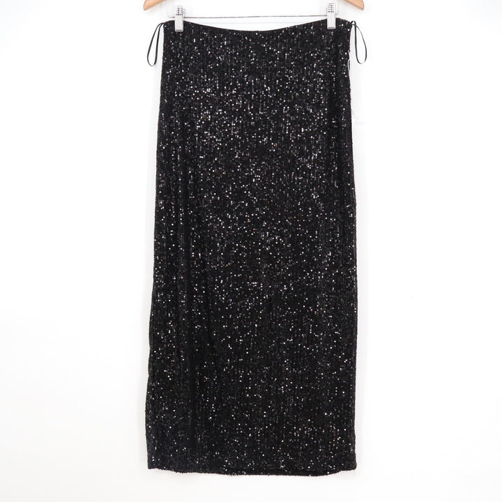 Six Fifty Black Sequin Midi Skirt Womens Size Medium Sparkle Party NYE New