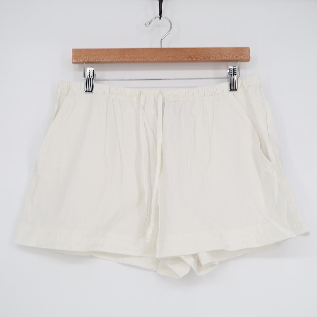 Athleta Womens White Linen Blend Drawstring Shorts Size M