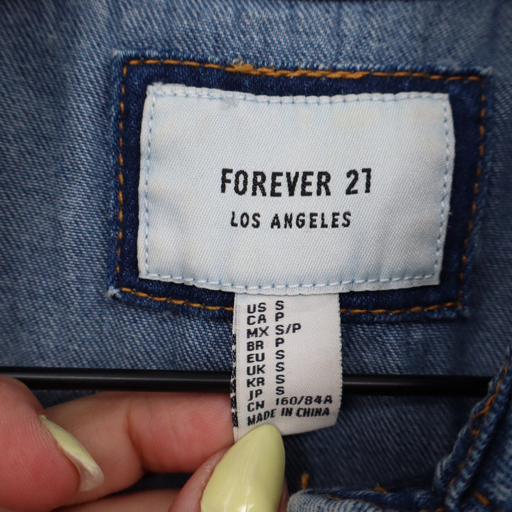 Forever 21 Womens Blue Acid Wash Denim Sleeveless Button Front Mini Dress Small