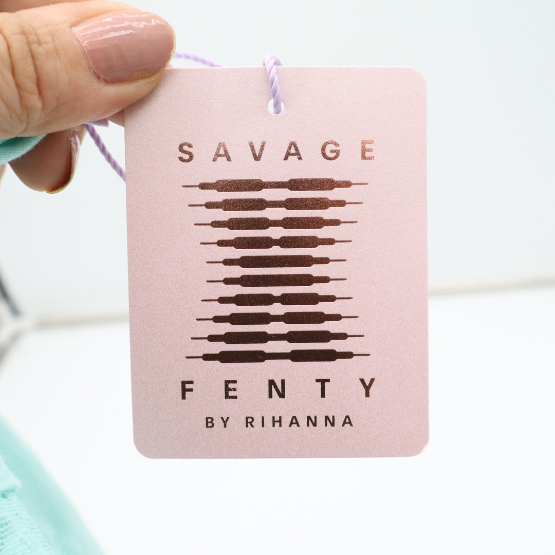 Savage X Fenty Mint Green Lace Trim Cotton Bikini Panties 1X Plus Size Rihanna