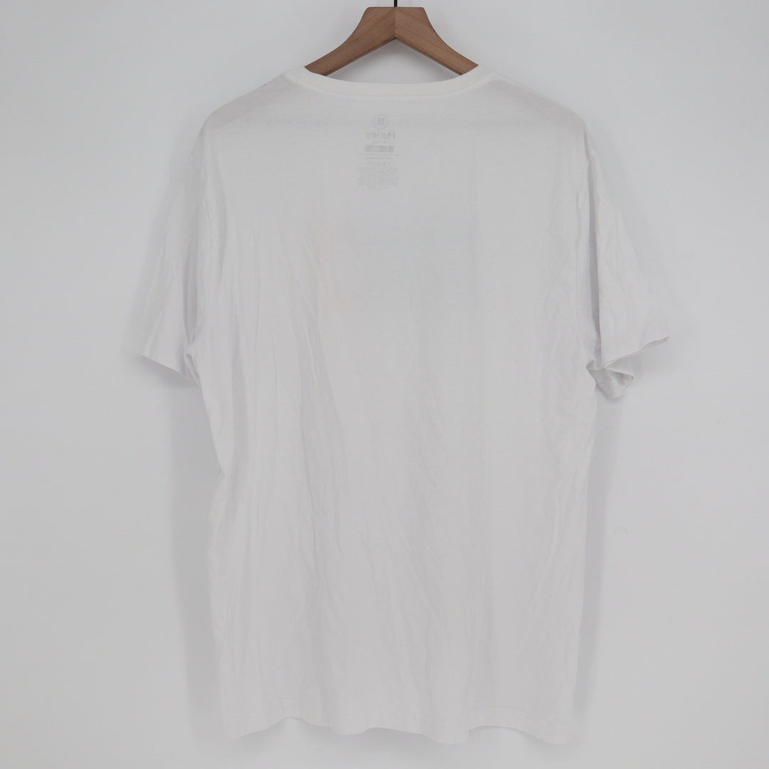 Hurley Mens Large White Graphic T-Shirt Palm Tree Logo Short Sleeve Cotton Tee
