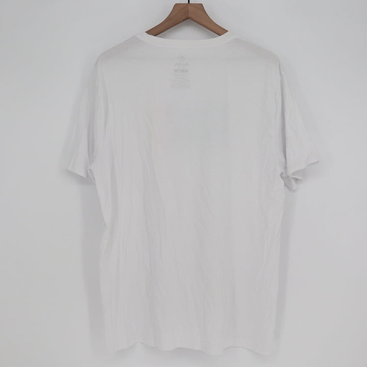 Hurley Mens Large White Graphic T-Shirt Palm Tree Logo Short Sleeve Cotton Tee