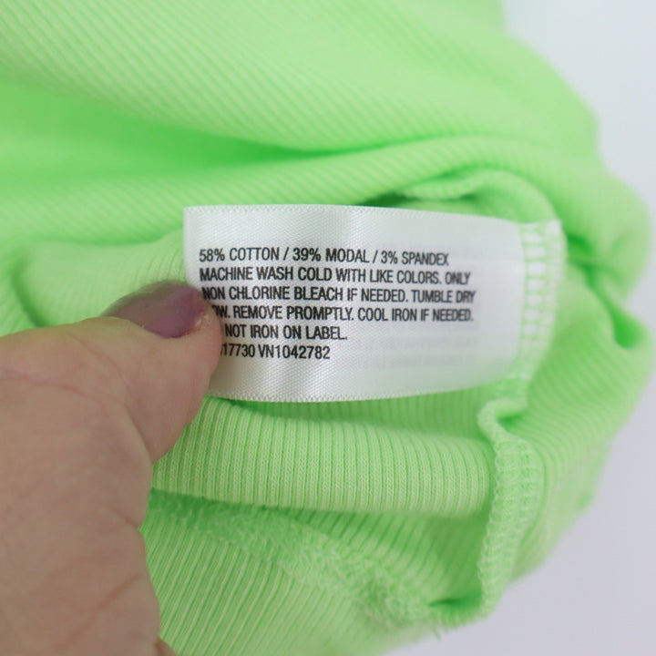 A New Day Neon Green Ribbed Short Sleeve Crew Neck T-Shirt Womens Medium
