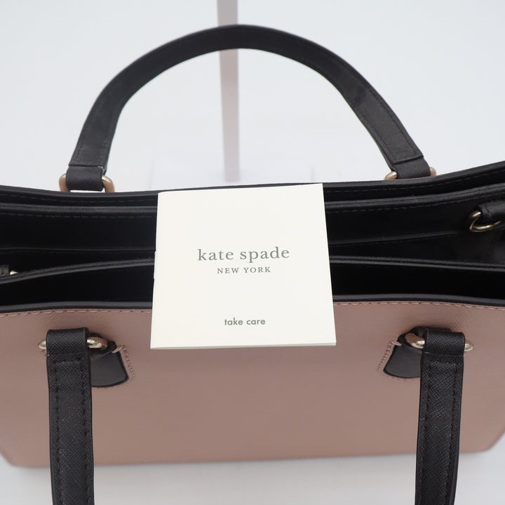 Kate Spade New York Pink Black Saffiano Leather Satchel Handbag
