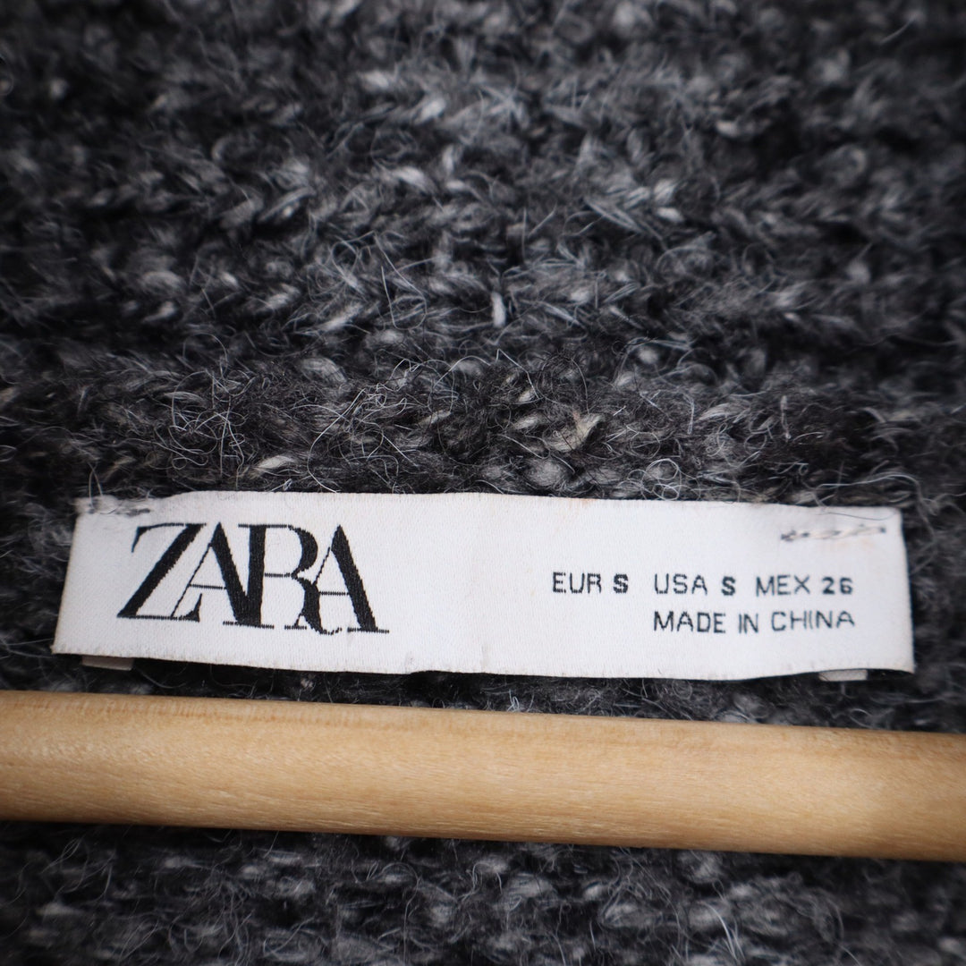 Zara Womens Grey Marled Knit Longline Duster Cardigan Shawl Collar Size S