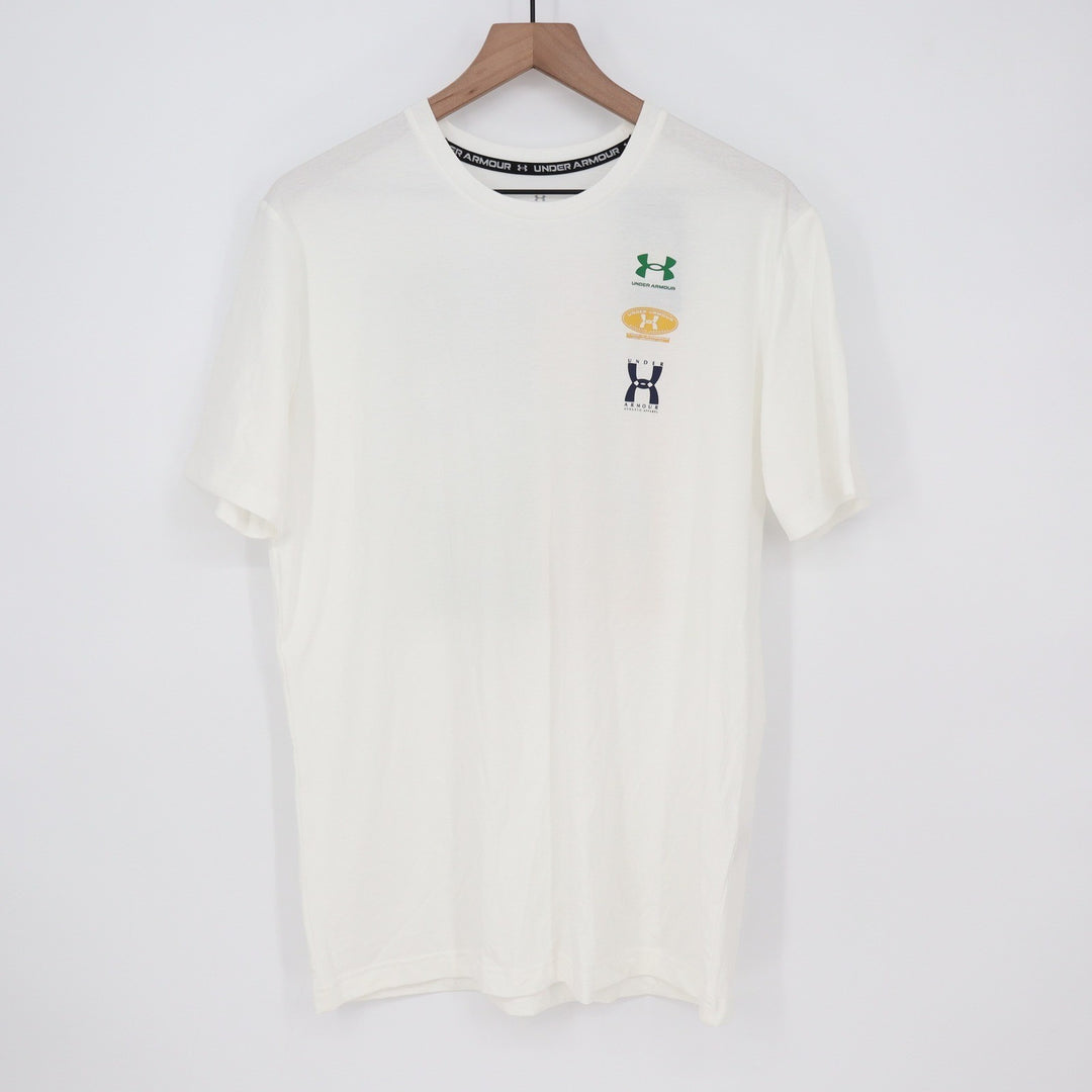 Under Armour Mens 60/40s Evol Logo SS T-Shirt White Size Medium NEW