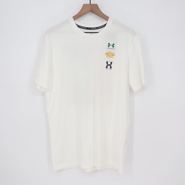 Under Armour Mens 60/40s Evol Logo SS T-Shirt White Size Medium NEW