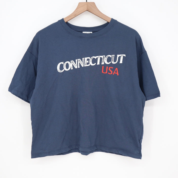 Where I'm From Connecticut USA Graphic T-Shirt Navy Blue Boxy Fit Medium NEW