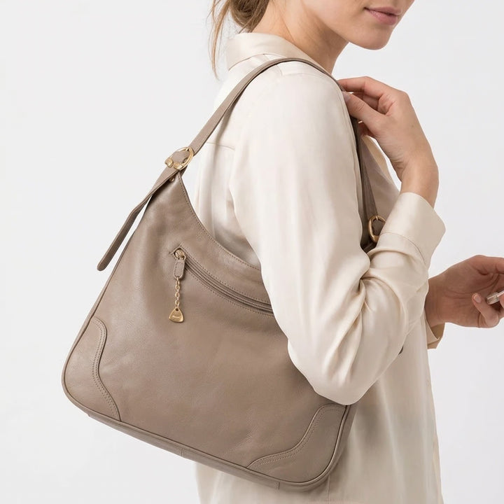 Brio Shoulder Bag Womens OS Hobo Tan Leather Gold Hardware Good