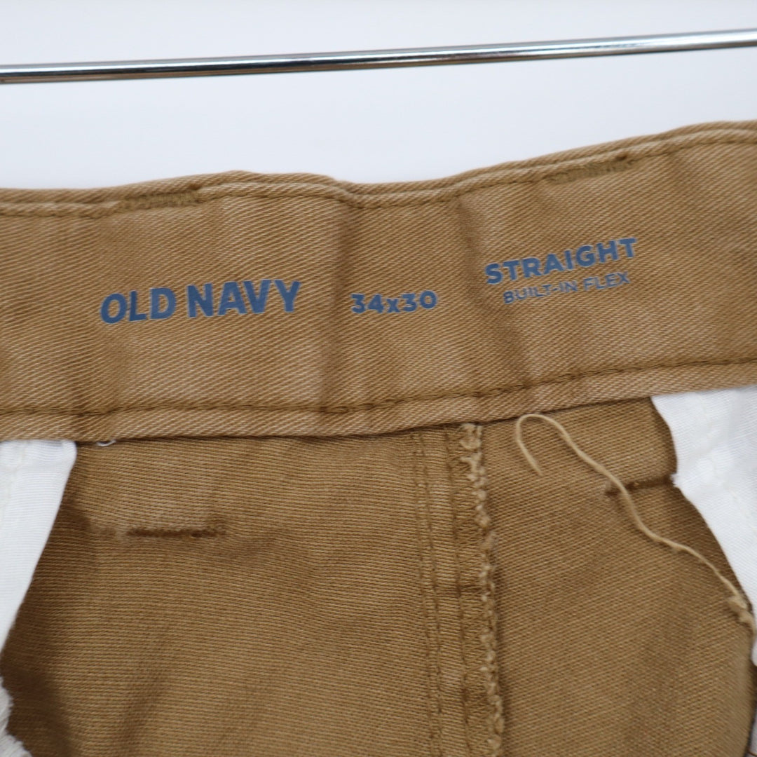 Old Navy Pants Mens 34x30 Built-In Flex Straight Brown Chino Khaki Excellent