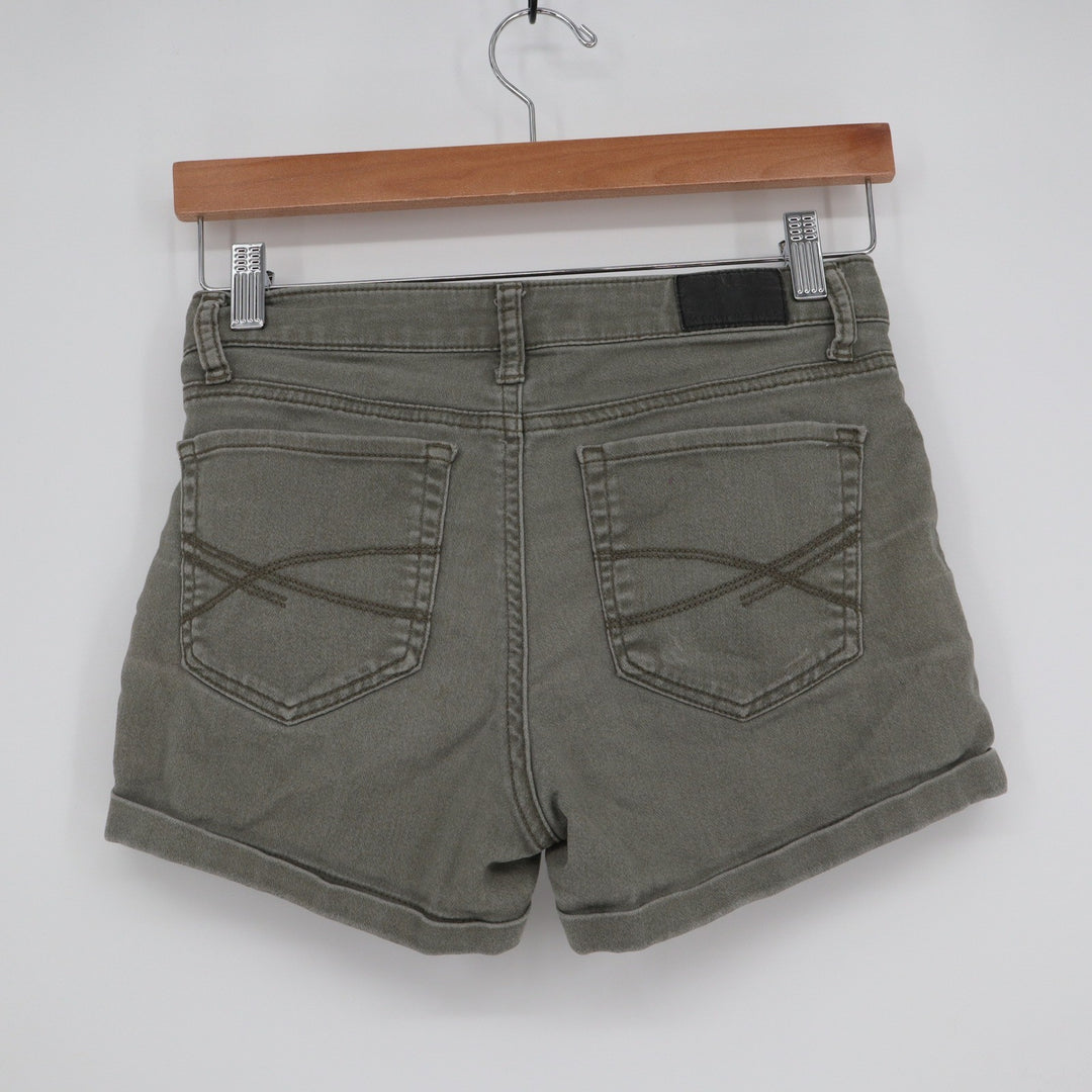 Aeropostale Olive Green Denim Shorts Cuffed Hem Size 2 Mid Rise Casual