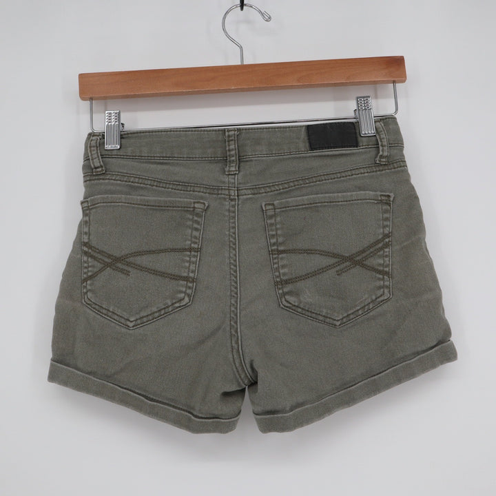 Aeropostale Olive Green Denim Shorts Cuffed Hem Size 2 Mid Rise Casual