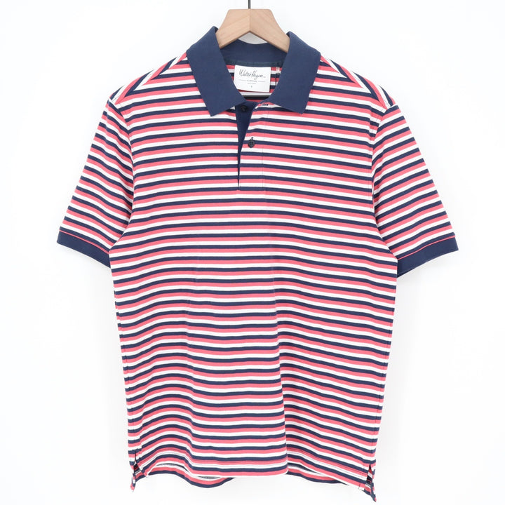 Walter Hagen Clubhouse Mens Small Stripe Pique Polo Pink Navy Blue NWT