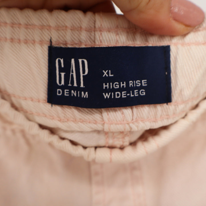 Gap Denim Womens XL High Rise Wide-Leg Pants Pink Elastic Waist Cotton