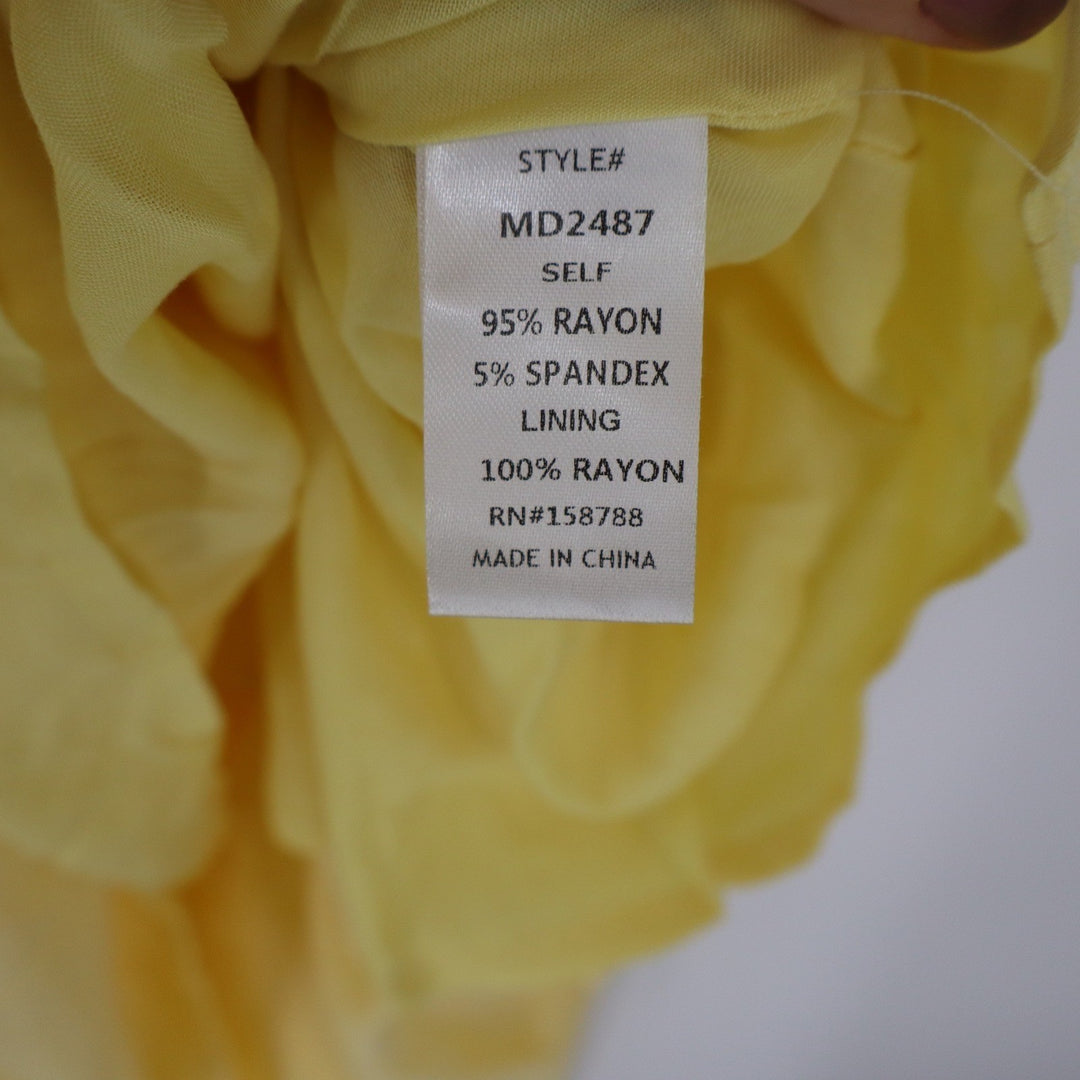 MABL Yellow Ruffle Strap Button Front Tiered Midi Dress Size M
