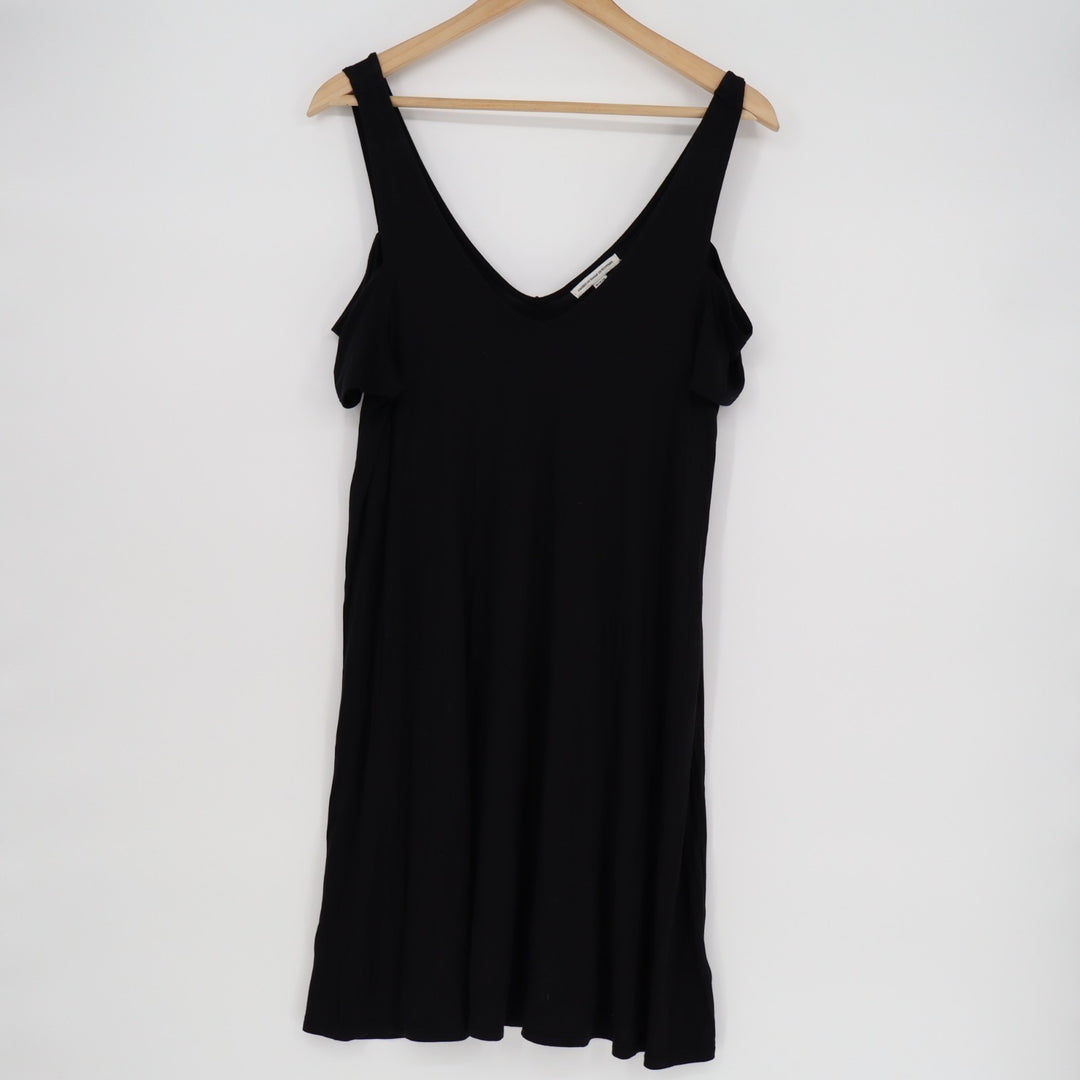 American Eagle Outfitters Shift Dress Womens Medium Black V Neck Cold Shoulder