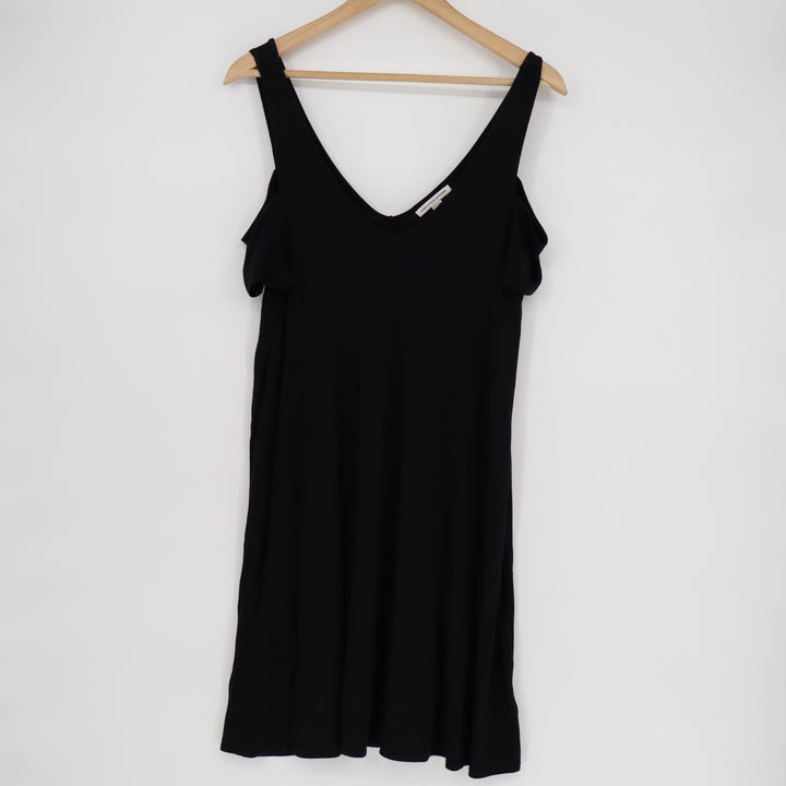 American Eagle Outfitters Shift Dress Womens Medium Black V Neck Cold Shoulder