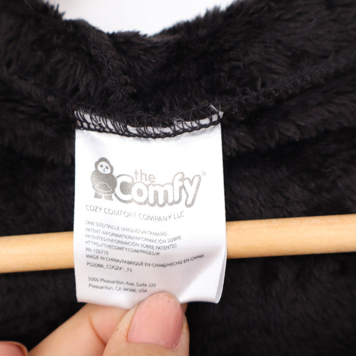 The Comfy Quarter Zip Wearable Blanket Hoodie Black Oversized Plush Fleece OS