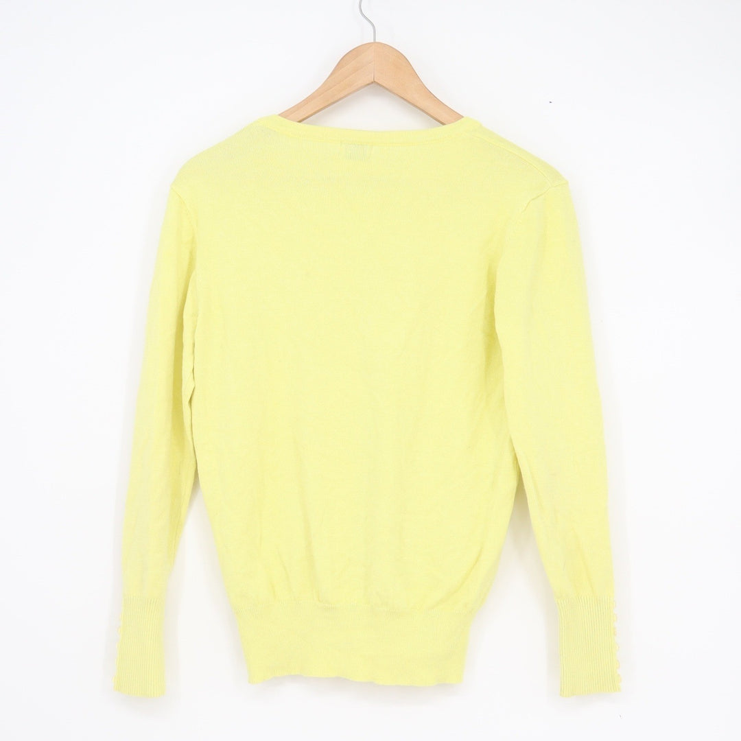 Cielo Womens Lemon Yellow V-Neck Button Front Cardigan Sweater Size M