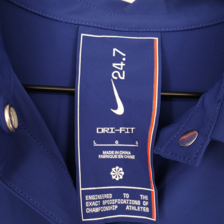 Nike 24.7 Dri-FIT Womens Oversized Button Up Shirt Royal Blue Large
