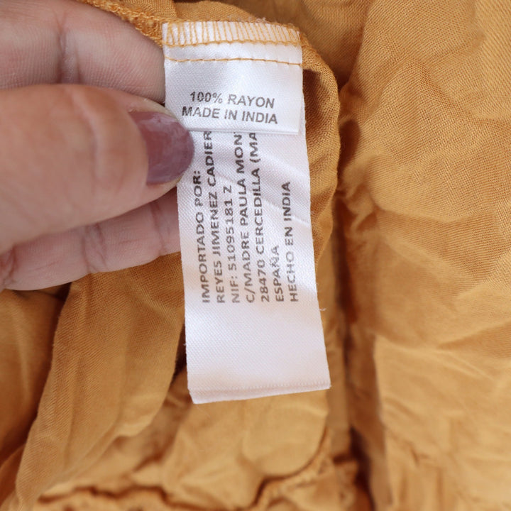 Kuini Collection Mustard Yellow Boho Tiered Midi Dress Small Rayon Button Front