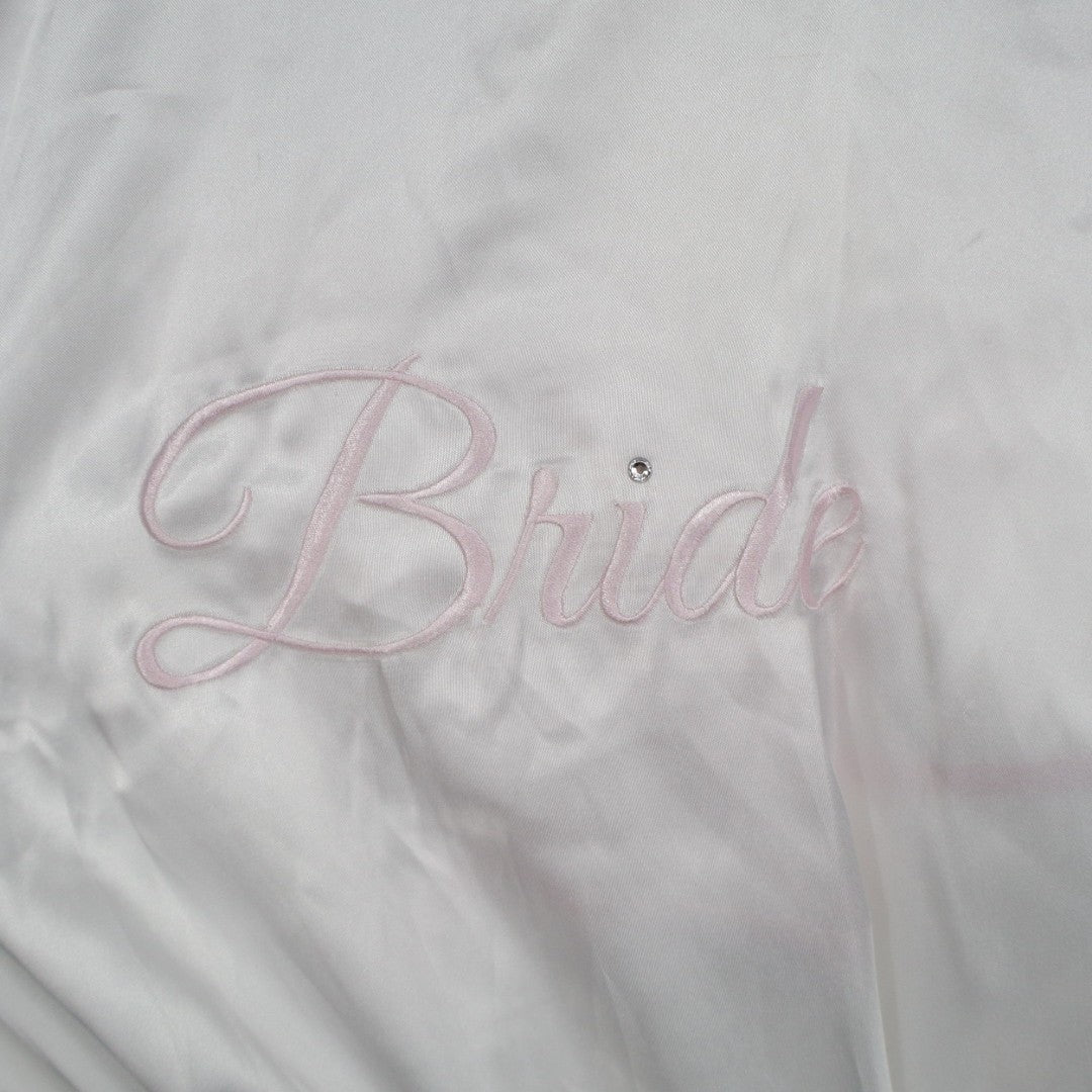 Linea Donatella Bride Satin Wrap Robe Set Women M Beige Pink Tie Waist Sleepwear