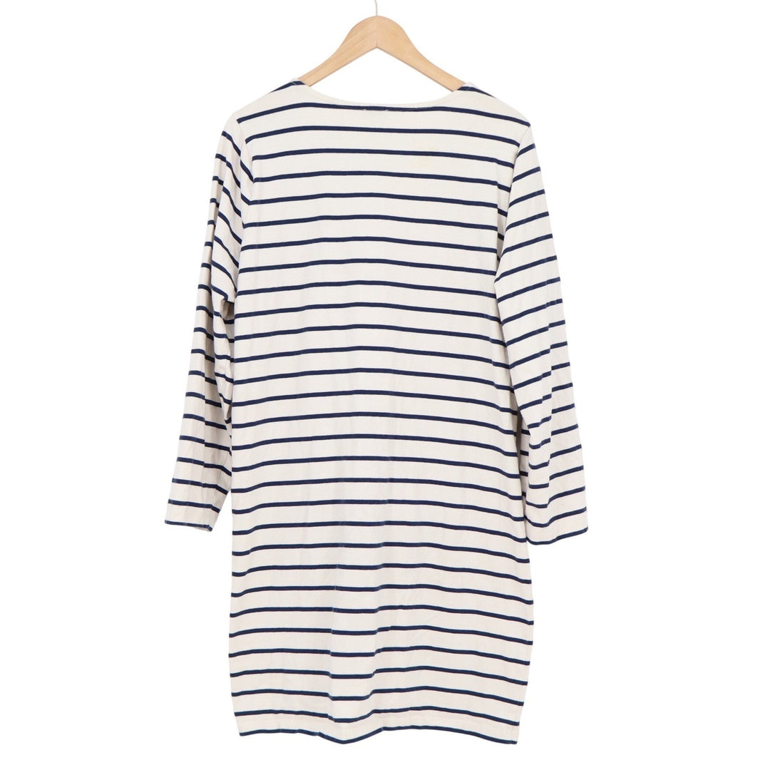 J.Crew Womens XXL Striped Long Sleeve T-Shirt Dress Navy Ivory Shoulder Buttons
