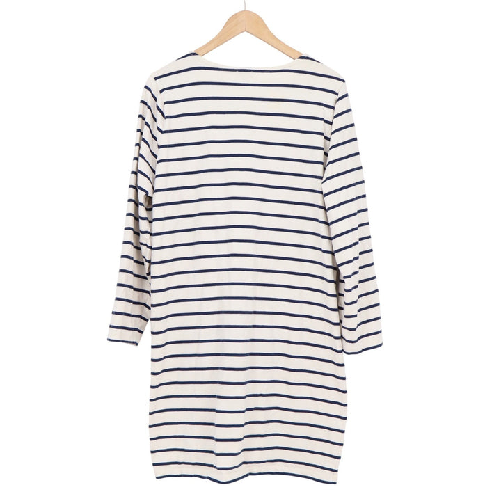 J.Crew Womens XXL Striped Long Sleeve T-Shirt Dress Navy Ivory Shoulder Buttons
