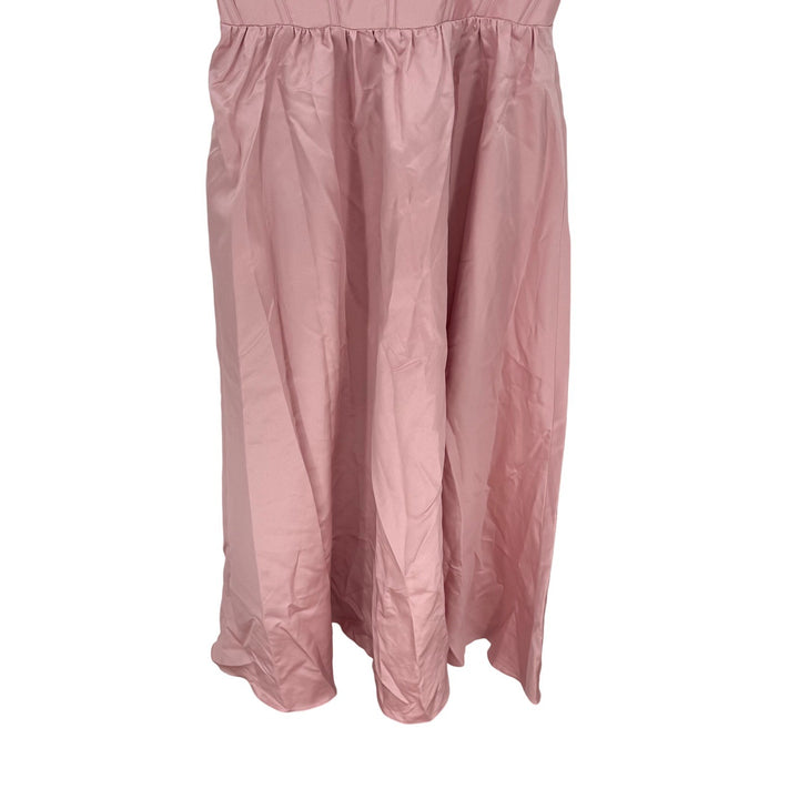 Dessy Collection Scoop Neck Inset Corset Satin Maxi Dress With Pockets In Rose