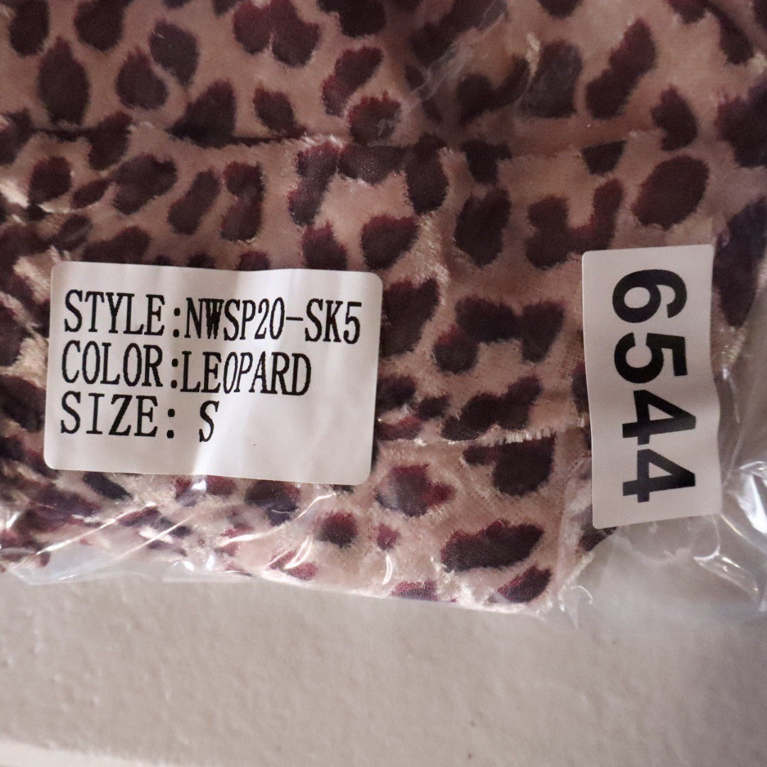 Naked Wardrobe The Statement Leopard Print Velvet Draped Mini Skirt S