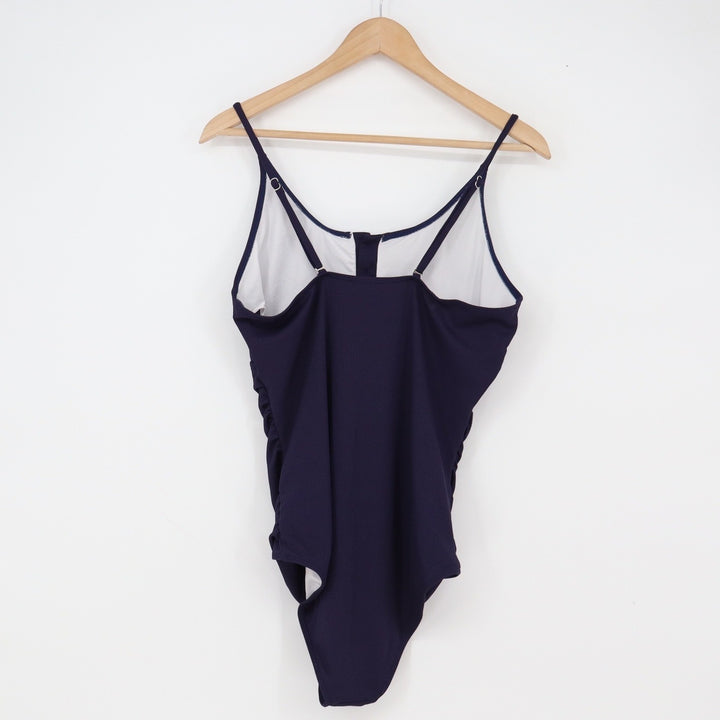 Unbranded One Piece Swimsuit Womens XL Star Print Navy Blue Ruched Excellent