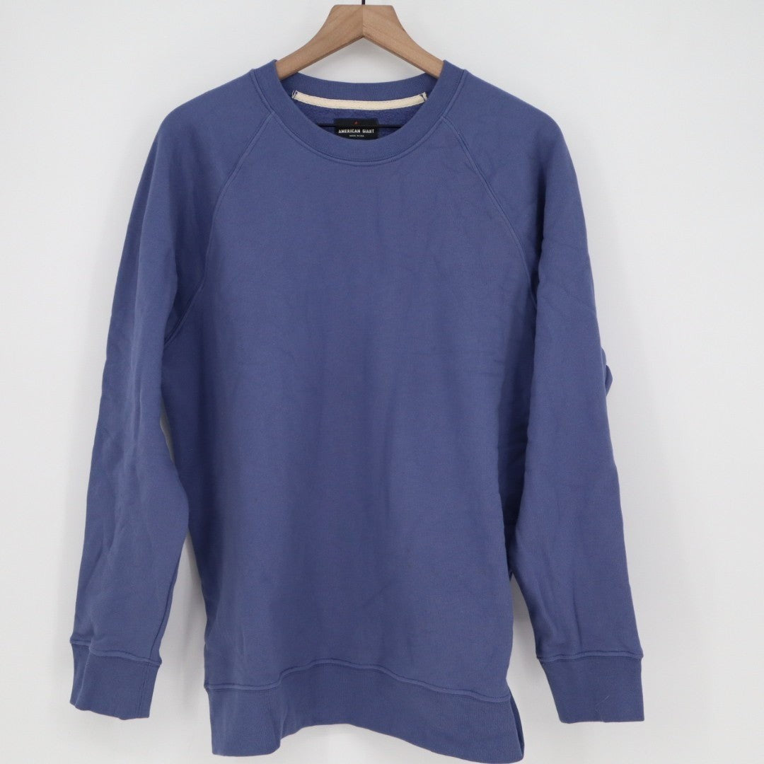 American Giant Midweight Sweatshirt Mens M Blue Cotton Fleece Lined Pullover