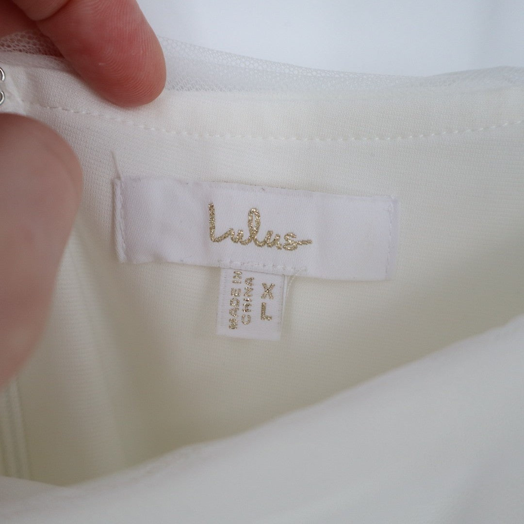 Lulus Eternal Bliss Bustier Maxi Dress Womens XL White Tulle Off-the-Shoulder