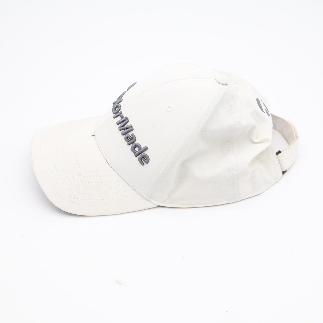 TaylorMade Golf Hat White Adjustable Hook and Loop Performance Baseball Cap OSFA