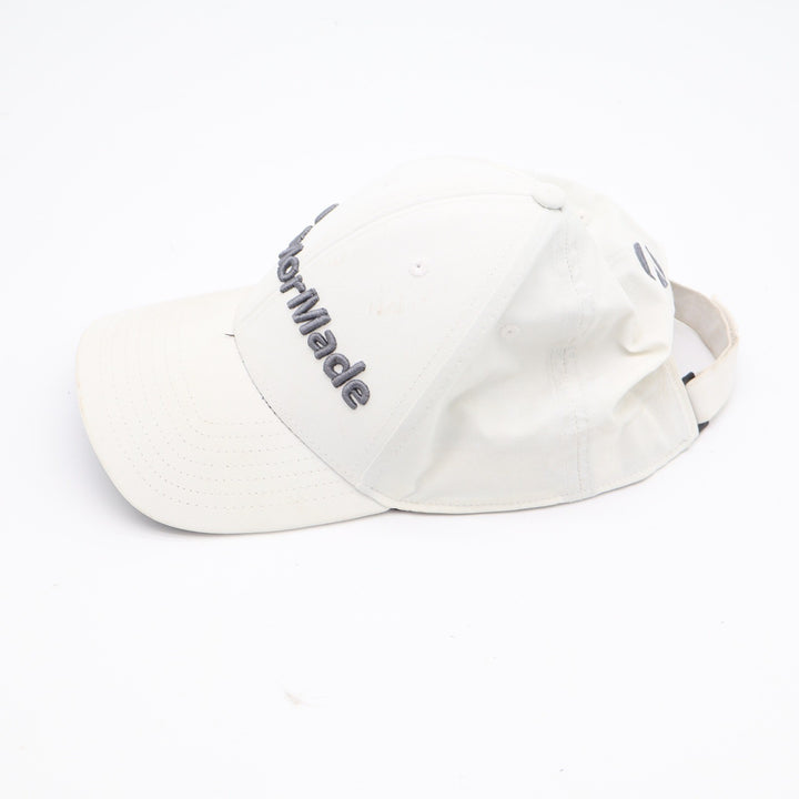 TaylorMade Golf Hat White Adjustable Hook and Loop Performance Baseball Cap OSFA