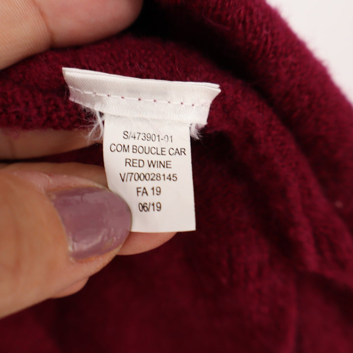 GAP Womens XS Red Wine Boucle Hooded Longline Belted Cardigan Sweater